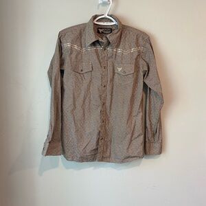 Wrangler Boys' Brown Long-Sleeve Button-Down Shirt